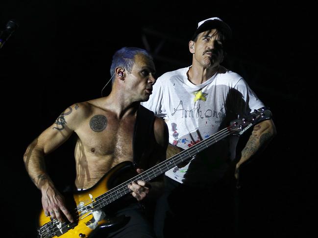 Group founding members Flea and Anthony Kiedis. Picture: AP Photo/Andres Kudacki