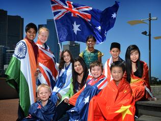New Year's Day, Multicultural Victoria. 10 kids (one each from the 10 most common nationalities in Australia). The countries are: Australia, UK, India, China, New Zealand, Italy, Vietnam, Greece, Sri Lanka and Malaysia. Kids are aged from 6-15.Names so far: TAYLAH COLLINS, 11, born in the UK (London) LIAM COLLINS, 7, born in New Zealand (Auckland) VISHESH MURALI, 12, born in India LAUREN NGUYEN, 14, both parents born in VIETNAM