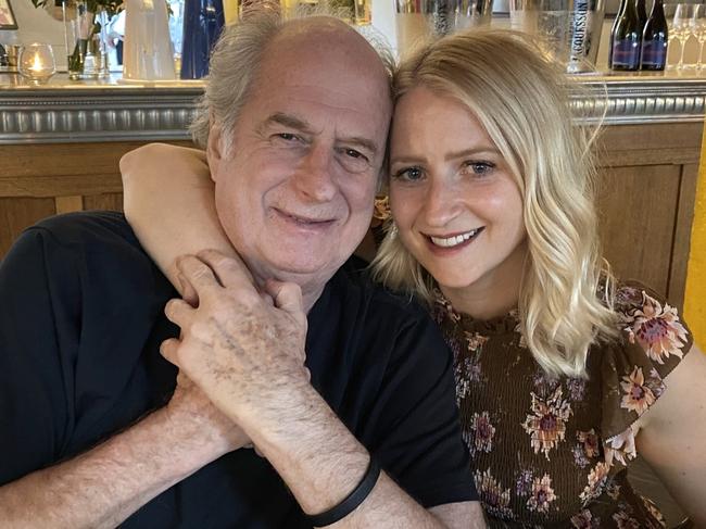 Michael Gudinski with his daughter Kate, who hosts the five-part podcast series 'Gudinski'.