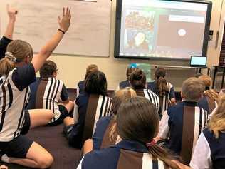 INQUIRING MINDS: Predator ecologist Charlottle Birkmanis fields questions from Rockhampton students. Picture: contributed