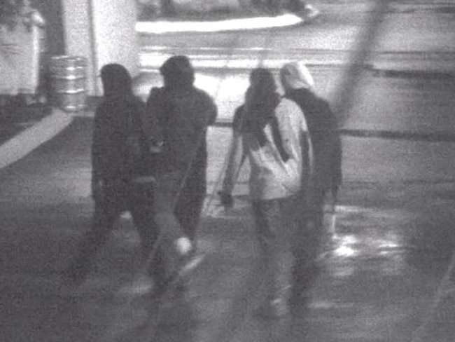 Police hunting four men who broke into Crawley Bay Yacht Club and stole various items, including a Sydney 2000 paralympian's gold medal. Picture: WA Police/CCTV