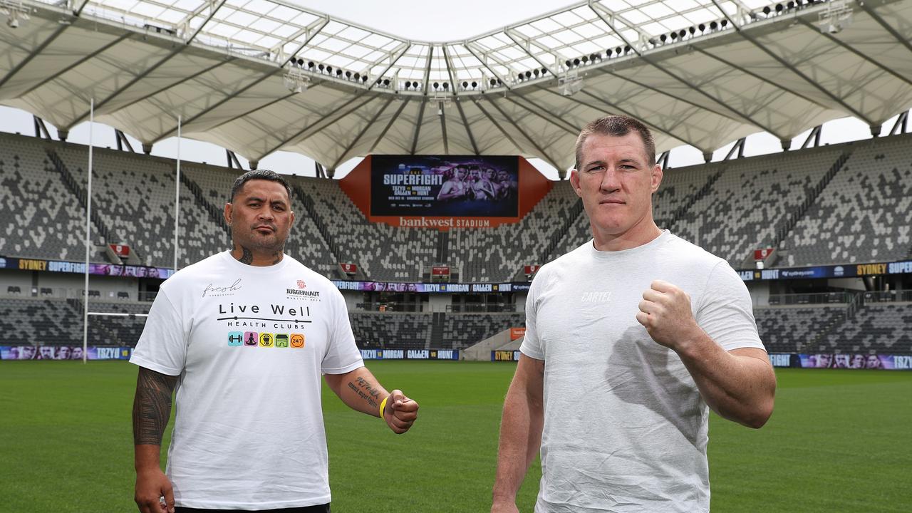 Mark Hunt former UFC star and Paul Gallen pose for a portrait ahead of their fight.