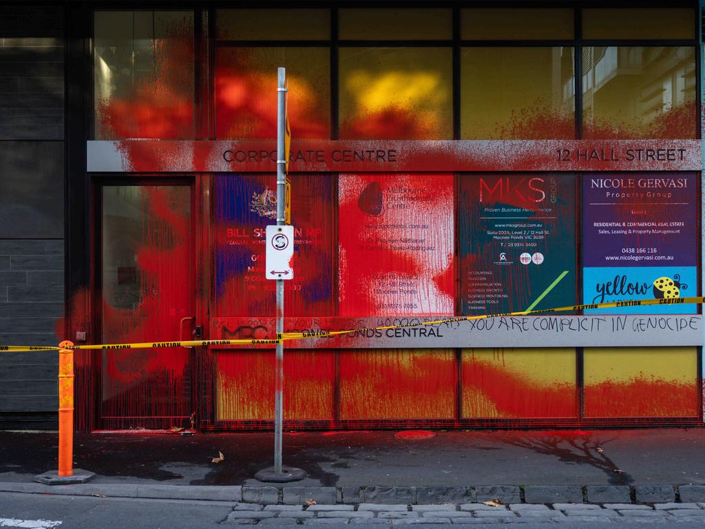 NDIS Minister Bill Shorten’s office was vandalised by pro-Palestine protesters in a string of attacks last week. Picture: NewsWire / Diego Fedele