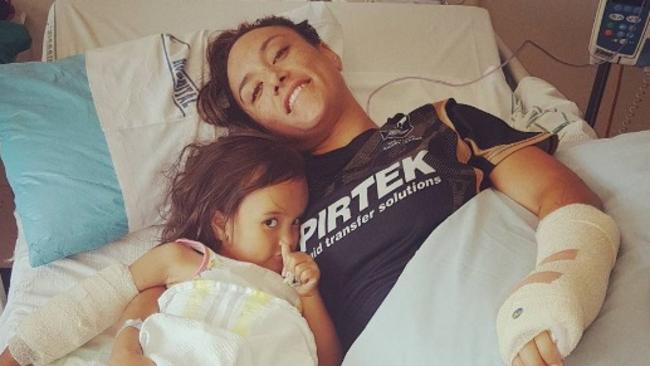 Krystal Rota with her daughter Nikayla in hospital.