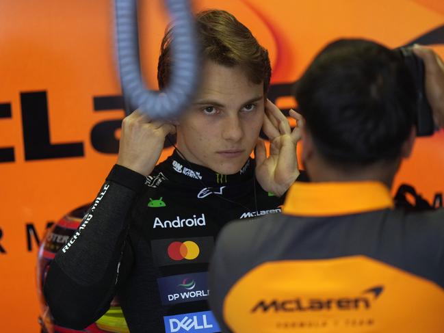 McLaren driver Oscar Piastri of Australia prepares for the qualifying session ahead of the Italy's Emilia Romagna Formula One Grand Prix, at the Enzo and Dino Ferrari racetrack in Imola, Italy, Saturday, May 17, 2025. (AP Photo/Luca Bruno, Pool)