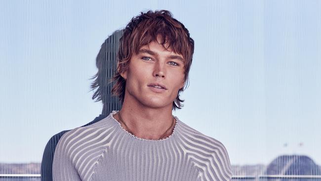 Model and former GQ Man of the Year Jordan Barrett wearing Boss in Sydney. Picture: Steven Chee / Vogue Australia