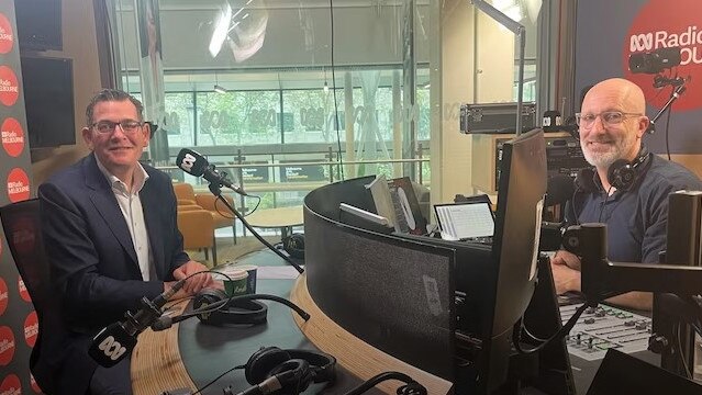 Daniel Andrews (left) and new ABC Radio Melbourne Mornings host Raf Epstein. Picture: ABC