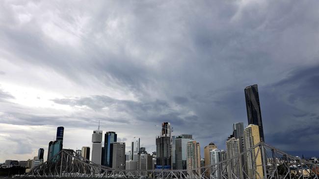 The approaching storm pictured from Fortitude Valley, Brisbane 5th of January 2021. (Image/Josh Woning)