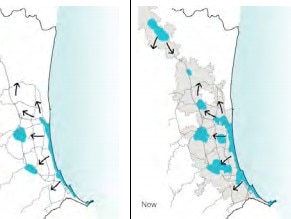 Future urban growth projections around the light rail corridor on the Gold Coast.