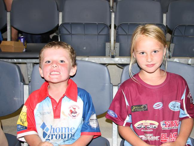 William Langhans of Tannum Sands and Kaikeasha Boston of Calliope had a great time at the rugby league game between the Central Queensland Capras and the Sunshine Coast Falcons at Marley Brown Oval. Picture: Rodney Stevens