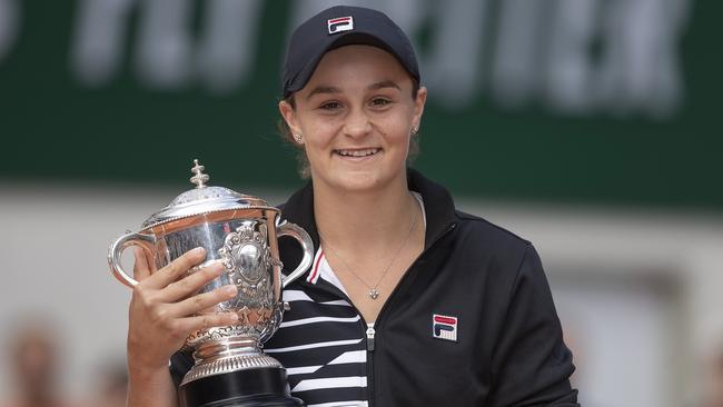 Ashleigh Barty after winning the French Open. Picture: Getty Images