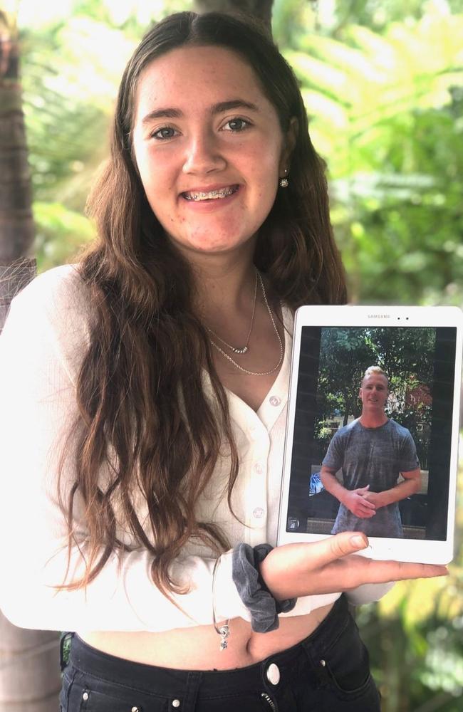 Hope Endean with the video message she received for her 16th birthday from Manly superstar Daly Cherry-Evans.