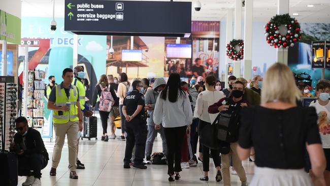 Gold Coast Airport welcomes the first passengers from Sydney into Queensland after the state border reopened last week. Picture: Glenn Hampson