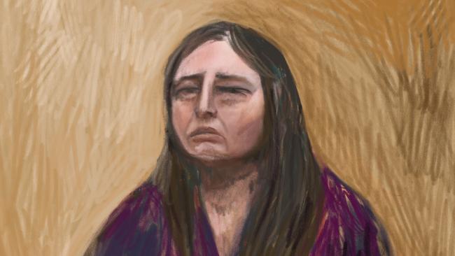 A court sketch of Erin Patterson giving evidence in her triple-murder trial. Picture: Anita Lester/NewsWire