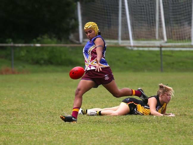 Lions forward Denisha Chilman finished fourth in the Crathern Medal with 13 votes. Cairns City Lions v North Cairns Tigers at Holloways Beach. AFLW Cairns 2024. Photo: Gyan-Reece Rocha