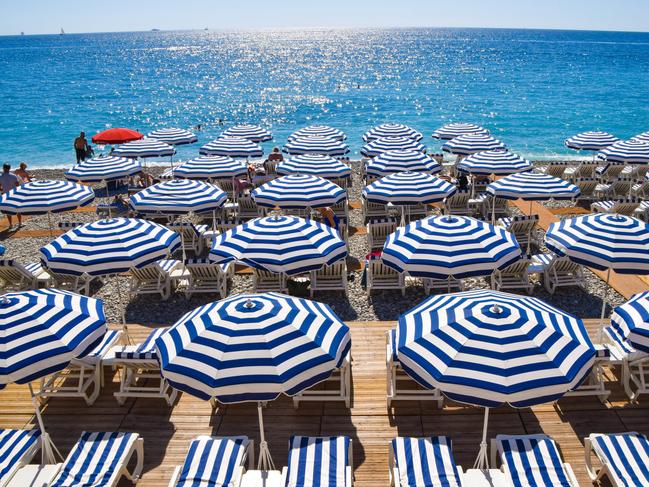 Nice, France - September 29 2019:  umbrellas at a private beach in Nice, view from Promenade des AnglaisEscape - Sat Mag 2August 2024Top 10 - MonacoPhoto: istock