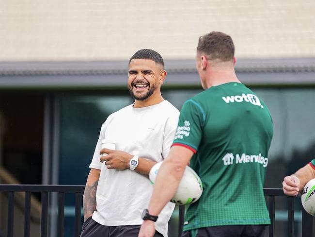 Latrell Mitchell was back at Rabbitohs training on Thursday morning but is racing the clock to take the field on Sunday. Photo: South Sydney Rabbitohs