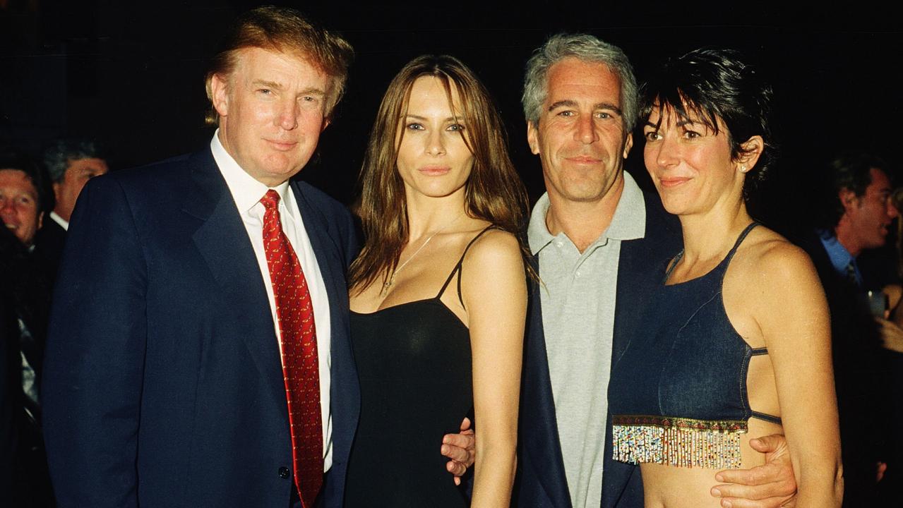 Donald Trump and then-girlfriend, Melania Knauss, with Jeffrey Epstein and Ghislaine Maxwell. Picture: Davidoff Studios/Getty Images