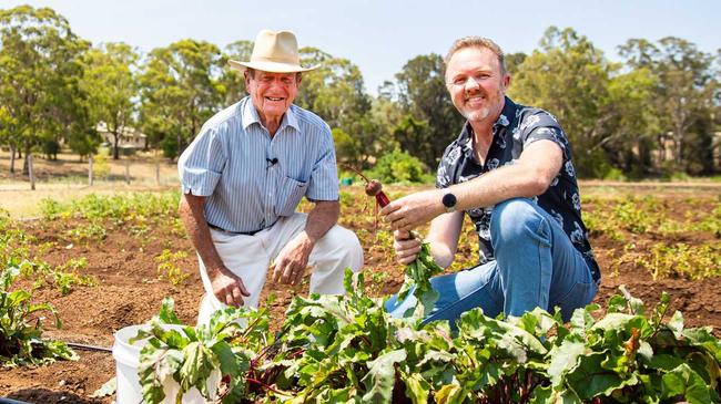 South Burnett food ambassador Jason Ford at Royly and Cynthia Bendall's boutique farm, Taste of Tingoora, picking beetroot and asparagus.