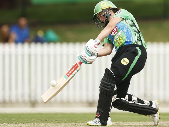 MELBOURNE, AUSTRALIA - NOVEMBER 12: Alice Capsey of the Stars bats during the Women's Big Bash League match between the Melbourne Stars and the Sydney Sixers at CitiPower Centre, on November 12, 2022, in Melbourne, Australia. (Photo by Daniel Pockett/Getty Images)