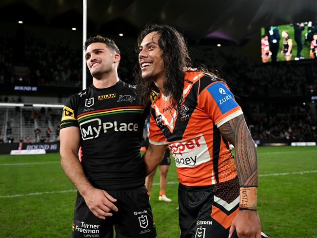 Nathan Cleary and Jarome Luai. Picture: NRL Photos