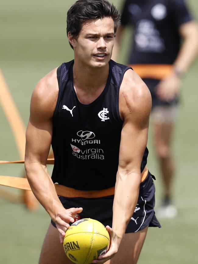 Jack Silvagni joins pre-season training.