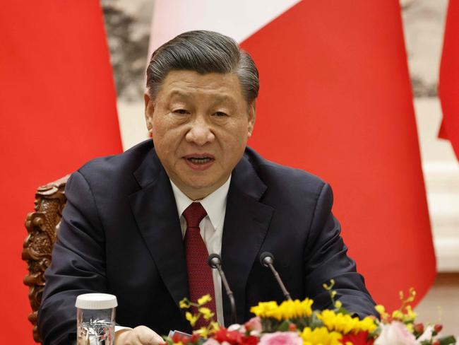 Chinaâ&#128;&#153;s President Xi Jinping attends a joint press conference with French President Emmanuel Macron (not pictured) in Beijing on April 6, 2023. (Photo by LUDOVIC MARIN / AFP)