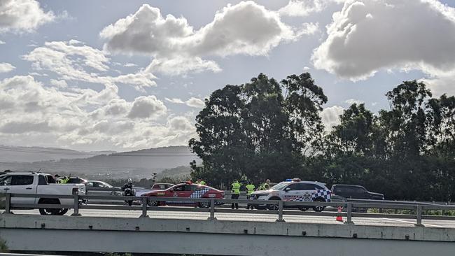 A motorcyclist was involved in a crash on the M1 in on Friday afternoon, near Exit 57 at Coomera. Picture: Keith Woods