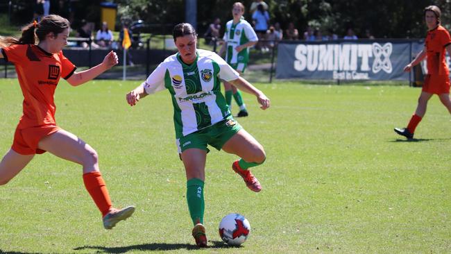 Thackray ws brilliant for East Gosford with a hat-trick. Photo: Central Coast Football