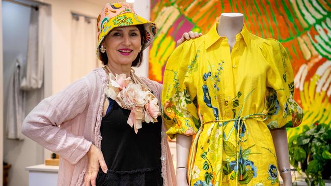 Silvija Majetic at Pinkhill show off some of the fashion the Darwin CBD has on offer ahead of the Darwin Cup Carnival. Picture: Pema Tamang Pakhrin