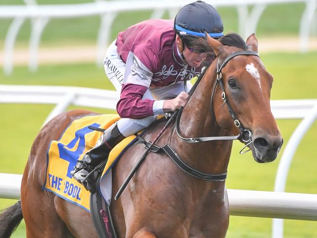 La Pleine Lune ridden by Nash Rawiller wins the Rafferty's Tavern 2YO Open Handicap at Warrnambool Racecourse on May 01, 2024 in Warrnambool, Australia. (Photo by Pat Scala/Racing Photos via Getty Images)