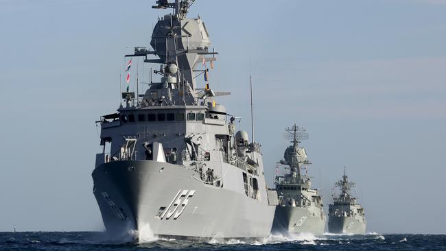 Anzac-class frigates HMAS Ballarat, HMAS Anzac and HMAS Stuart in Western Australia.