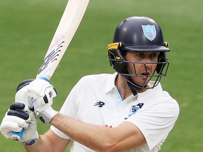 SYDNEY, AUSTRALIA - DECEMBER 08:  Kurtis Patterson of the Blues bats during the Sheffield Shield match between New South Wales and Western Australia at Sydney Cricket Ground, on December 08, 2024, in Sydney, Australia. (Photo by Matt King/Getty Images)