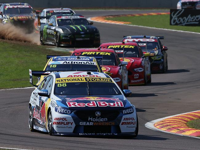 DARWIN, AUSTRALIA - AUGUST 15: In this handout photo provided by Edge Photographics, A view of the race 13 start during the Darwin Triple Crown 2020 Supercars round at Hidden Valley Raceway on August 15, 2020 in Darwin, Australia.  (Photo by Handout/Mark Horsburgh/Edge Photographics via Getty Images  )