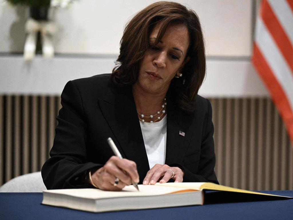 Kamala Harris is an author. (Photo by Brendan SMIALOWSKI / AFP)