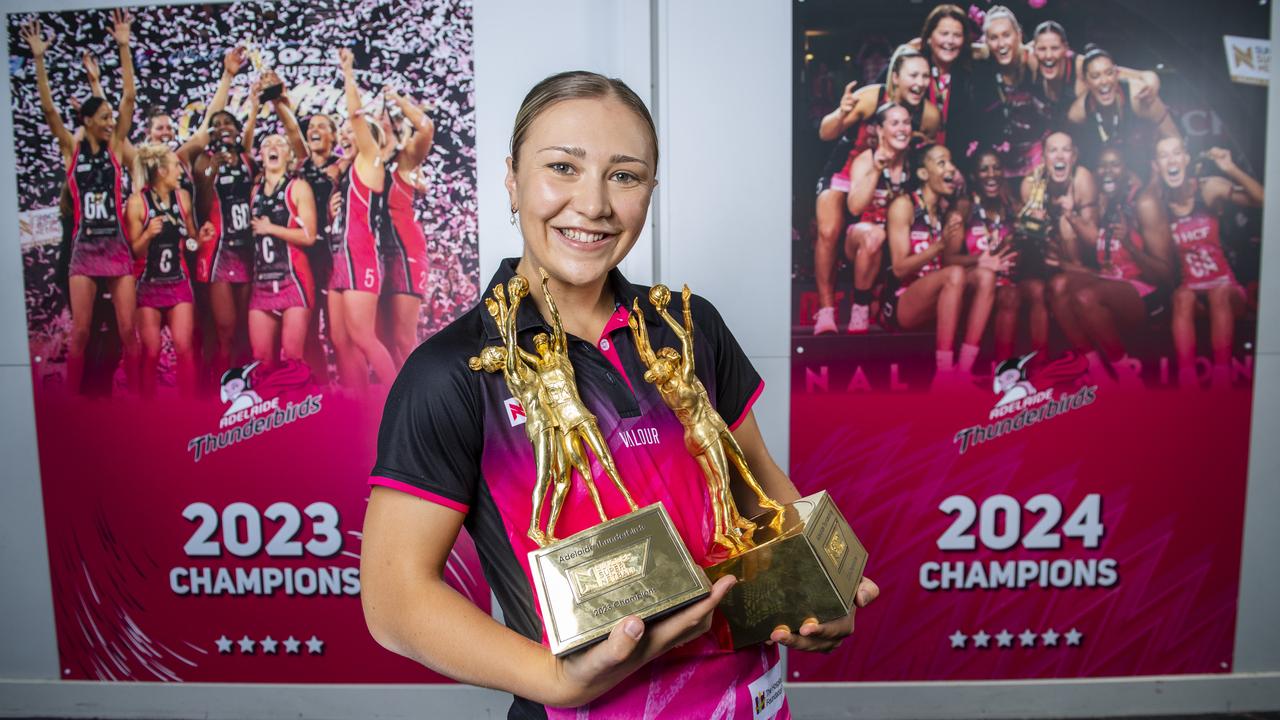 The Adelaide Thunderbirds won the premiership in both 2023 and 2024 with Horjus apart of the team. Picture Mark Brake