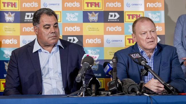 Mal Meninga with Dennis Watt. Picture: Jerad Williams