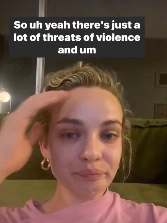 Chatfield said she received threats of violence. Picture: Instagram/abbiechatfield