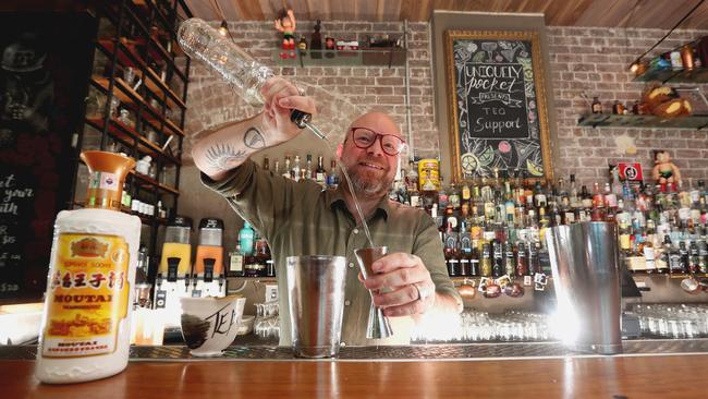 Barman Cristiano Beretta pictured at the Pocket Bar, Terrigal. He is one of 10 national finalists in a cocktail making competition for Chinese spirit company Moutai that will be judged at the Opera House. Picture: Sue Graham