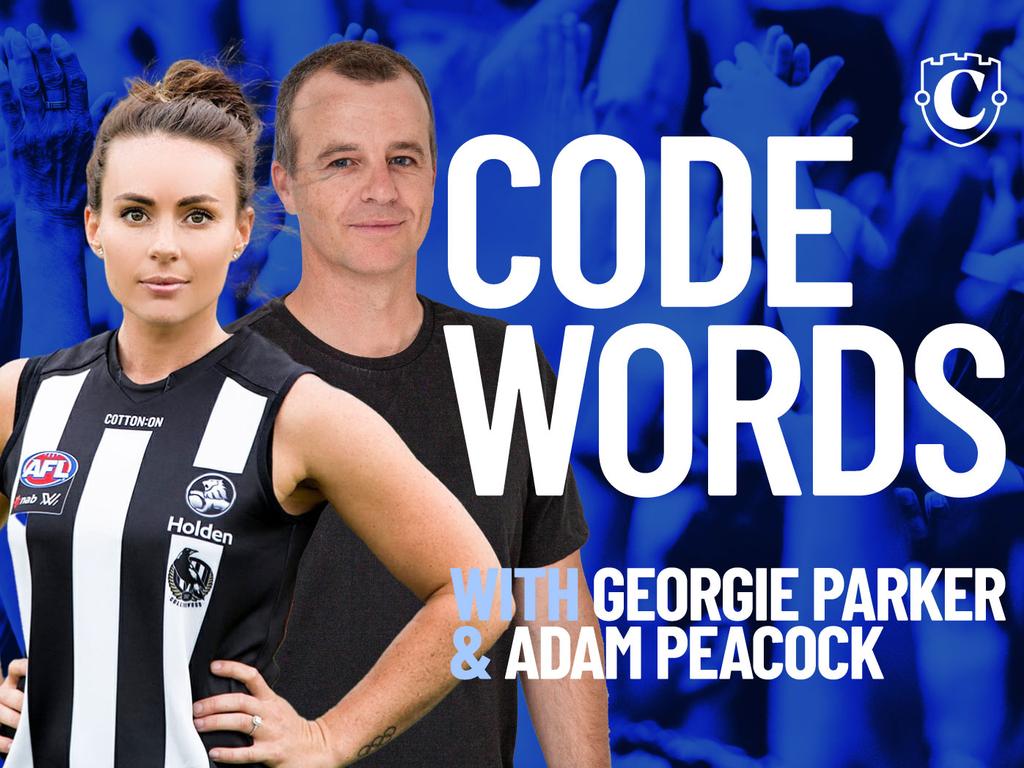 Code Words podcast with Georgie Parker and Adam Peacock.