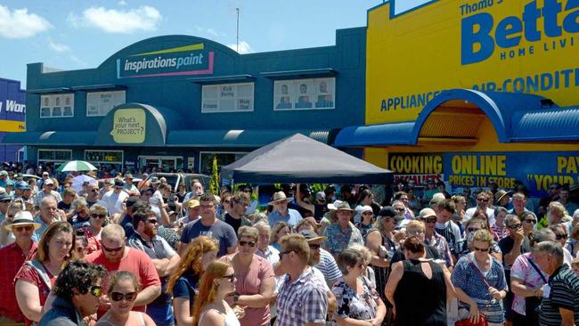 Betta Electricals' car park packed out from midday as people hoped to make the draw for a $23K camper. Picture: Jann Houley