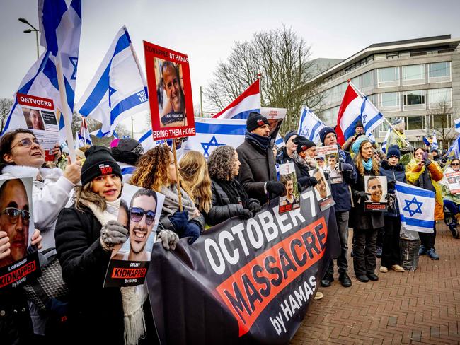 Israeli sympathisers take part in a demonstration during a hearing at the International Court of Justice (ICJ) on a genocide complaint by South Africa against Israel. Picture: AFP