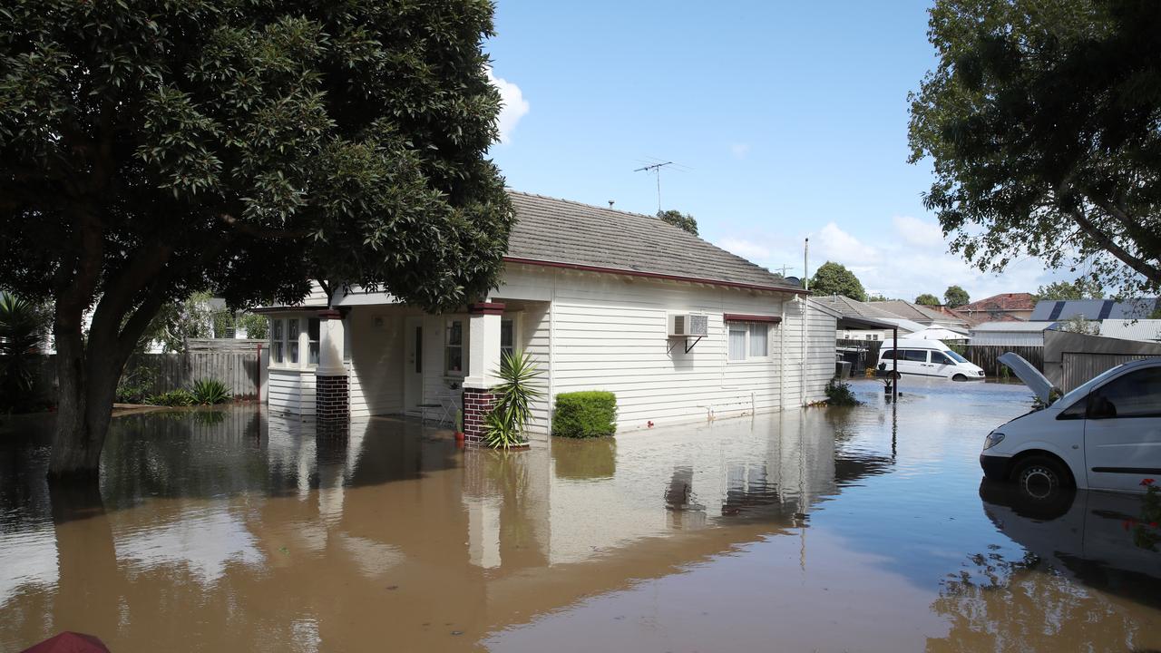 A house surrounded by water on the Esplanade in Maribyrnong, which has flooded after a large rain system swept across Victoria.- Picture: NCA NewsWire / David Crosling