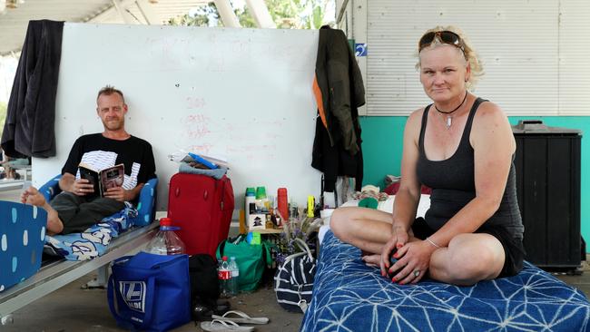 Tracey Darwin and friend Jason Bannister are living at the Parramatta Wharf. READ THEIR STORY BELOW. Picture: Jonathan Ng