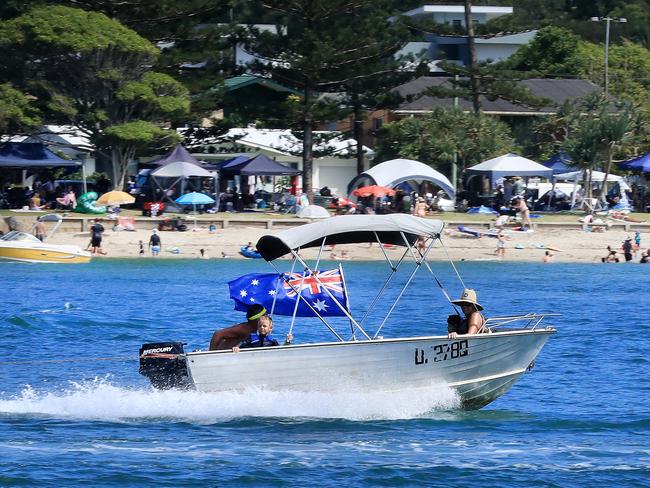Tallebudgera Creek was packed with families, boats and swimmers all celebrating Australia Day. Photo: Scott Powick.