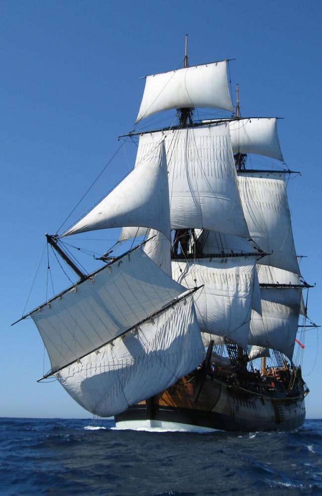 The Australian-built replica of Captain Cook’s ship Endeavour.