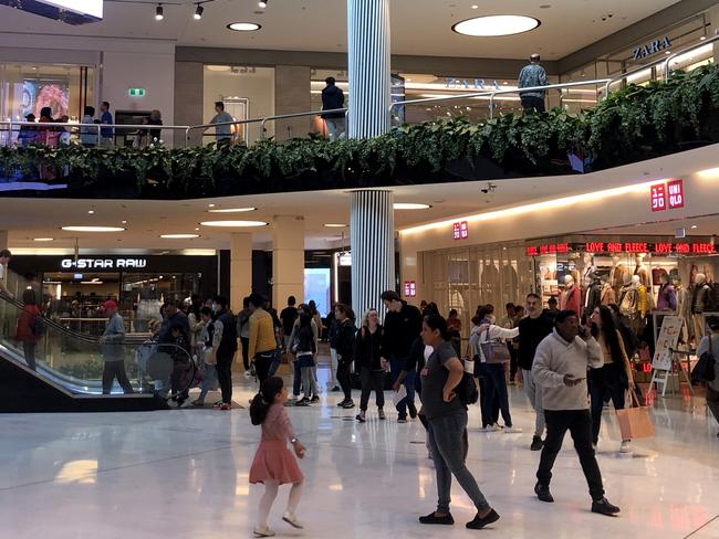 Westfield Parramatta coming back to life as people spend their Sunday at the shops. Picture: Jonathan Ng