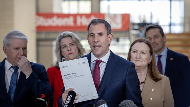 Treasurer Jim Chalmers launching the Employment White Paper at Tonsley TAFE in SA. NCA NewsWIRE / Emma Brasier