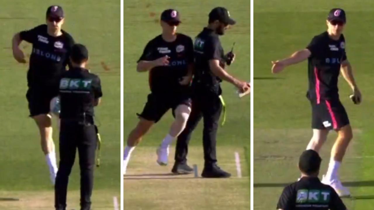 The run-up that cost Tom Curran four games of the BBL season.