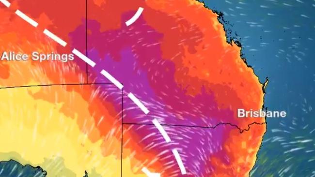 The heatwave is set to continue in southern Queensland and northern NSW this week. Picture: Bureau of Meteorology